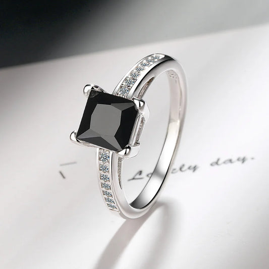 925 Sterling Silver Rings Size 5#-10# Quadrate Zircon High Quality For Women Fine Wedding  Jewelry Accessories Party Gifts