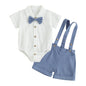 Baby Boy Outfits Short Sleeves Romper with Bow Tie Overalls Short Set