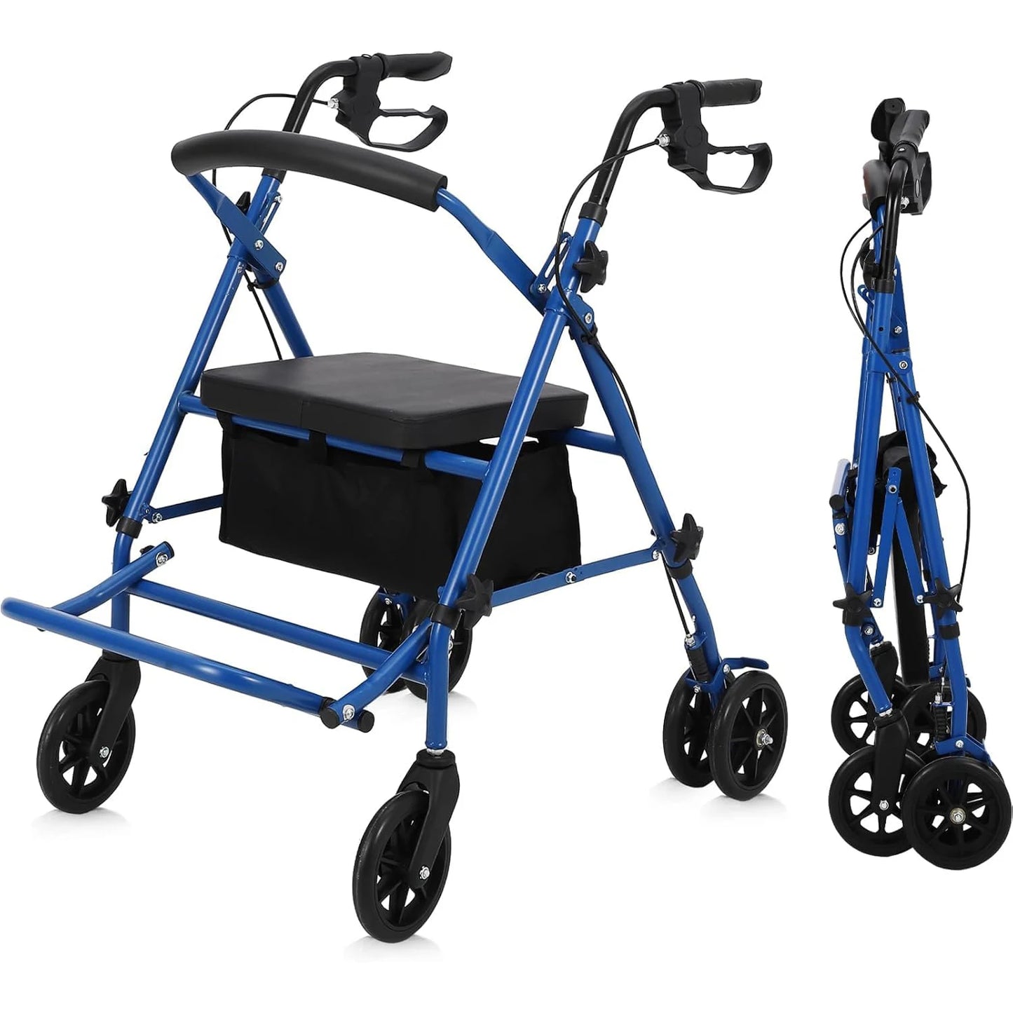 All‑Terrain Rollator Walker with Seat (Foldable Aluminum, Adjustable Height)