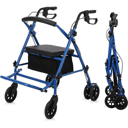 All‑Terrain Rollator Walker with Seat (Foldable Aluminum, Adjustable Height)