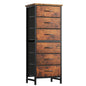 Tall 6‑Drawer Fabric Dresser with Wood Top & Metal Frame