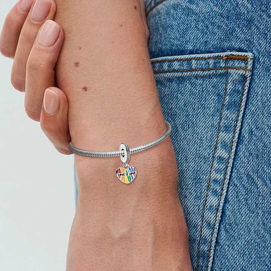 925 Sterling Silver Rainbow Heart Charm