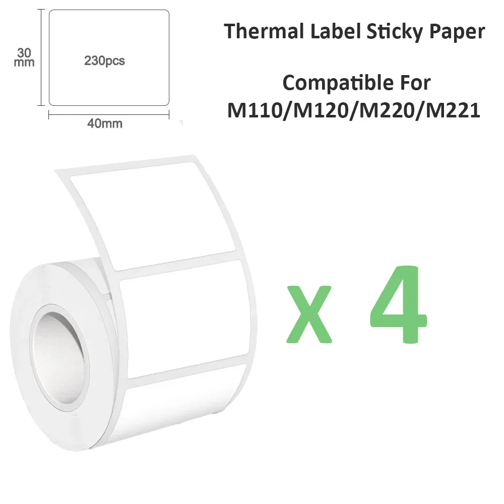 Phomemo M110/M220 40x30mm Thermal Labels - Self-Adhesive Waterproof Gloss Stickers for  Business/Barcode/Packaging/Office Use