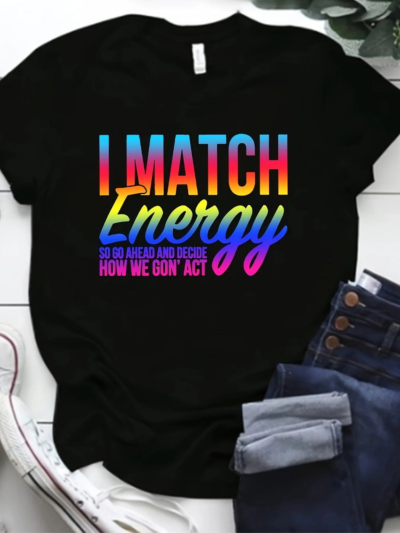 Plus Size Letter Print T-Shirt Casual Crew Neck Short Sleeve T-Shirt Women's Plus Size Clothing