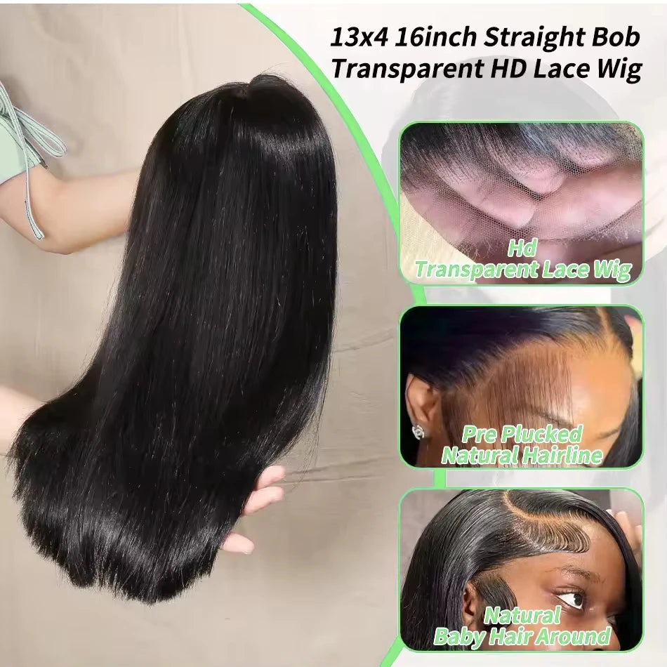 High‑Density Straight 13×4 Lace Frontal Bob Wig (Virgin Brazilian Human Hair)
