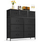 9‑Drawer Tall Bedroom Dresser with Wooden Top & Fabric Bins