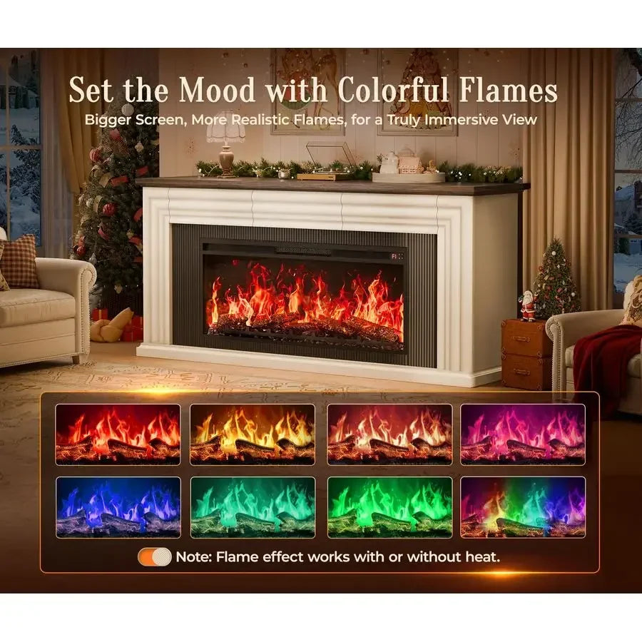 70" Farmhouse TV Stand with 42" Electric Fireplace