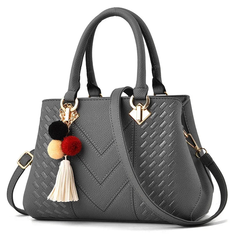 Women’s Large PU Shoulder Bag – Portable Bucket Crossbody Tote