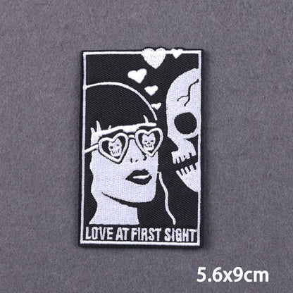 The Death Embroidery Iron On Patches For Clothing DIY Applique Patches On Clothes Skull Badges on backpack Jakcet