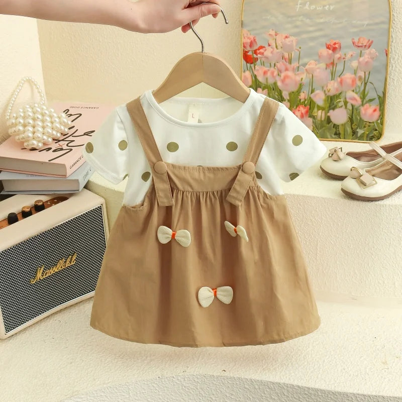 Baby Girl Polka Dot Dress – Summer Outfit with 3D Bow, Sweet Birthday Party Dress for Toddlers