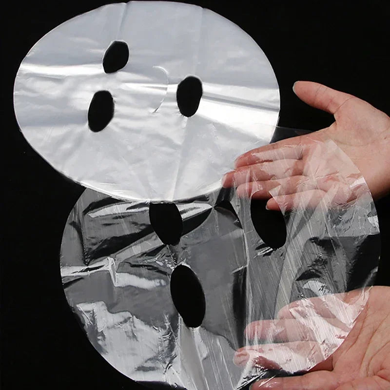 100pcs Plastic Film Full Face Mask Wraps