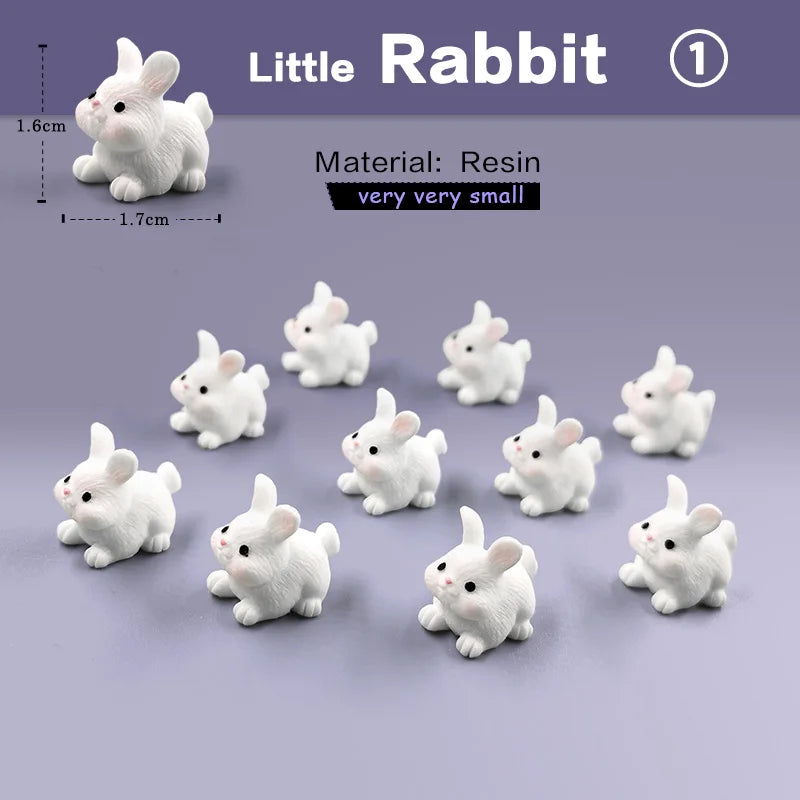 10Pcs Easter Rabbit Dinosaurs Capybara Duck Fox Pig Cat Turtle Frog Bird Figurine Miniature Fairy Garden Decoration Accessories