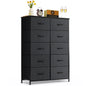 9‑Drawer Tall Bedroom Dresser with Wooden Top & Fabric Bins