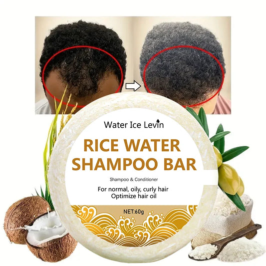 Organic Rice Shampoo Bar – Oil‑Free Rice Water Protein Soap for Hair Growth & Anti‑Loss Nourishing Care (60g)