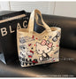 Sanrio Hello Kitty Canvas Zipper Handbag (48cm Large Capacity Tote Bag)