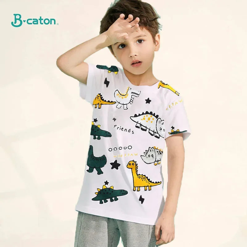 Children's  Cartoon Print T-Shirt  Short Sleeve 100% Cotton