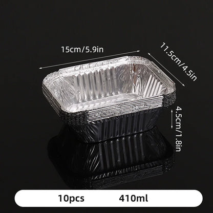 10‑Pack Rectangular Aluminum Foil Trays – Disposable Air Fryer & BBQ Food Containers