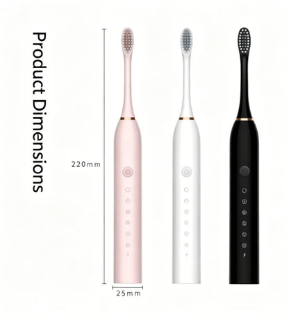 6‑Speed Rechargeable Sonic Toothbrush – Waterproof Soft Brush for Adults & Couples