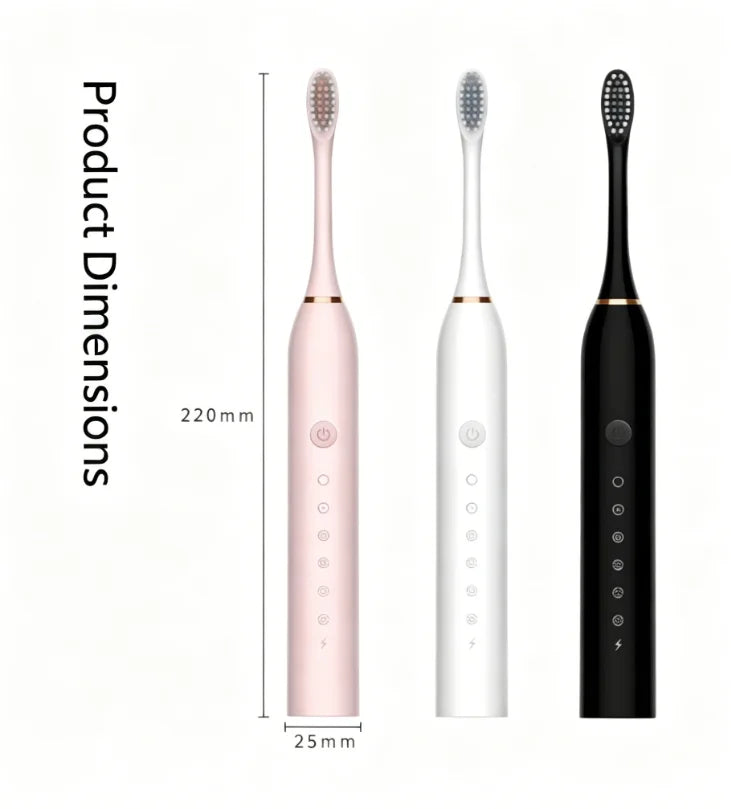 Electric Ultrasonic Toothbrush – 6‑Speed USB Rechargeable Soft Bristles