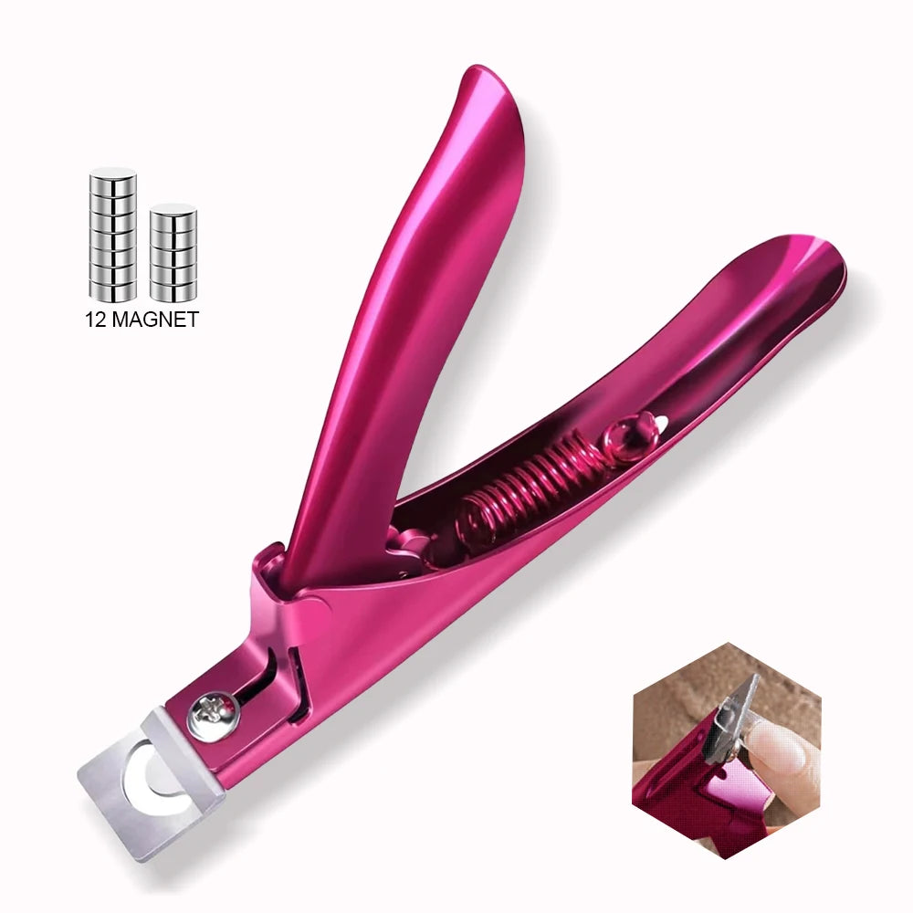 Acrylic Nail Cutter Kit - Stainless Steel Clipper and Scissors for U-Word False Tips, Manicure Tools Set with Straight Cut and 12pcs Magnet