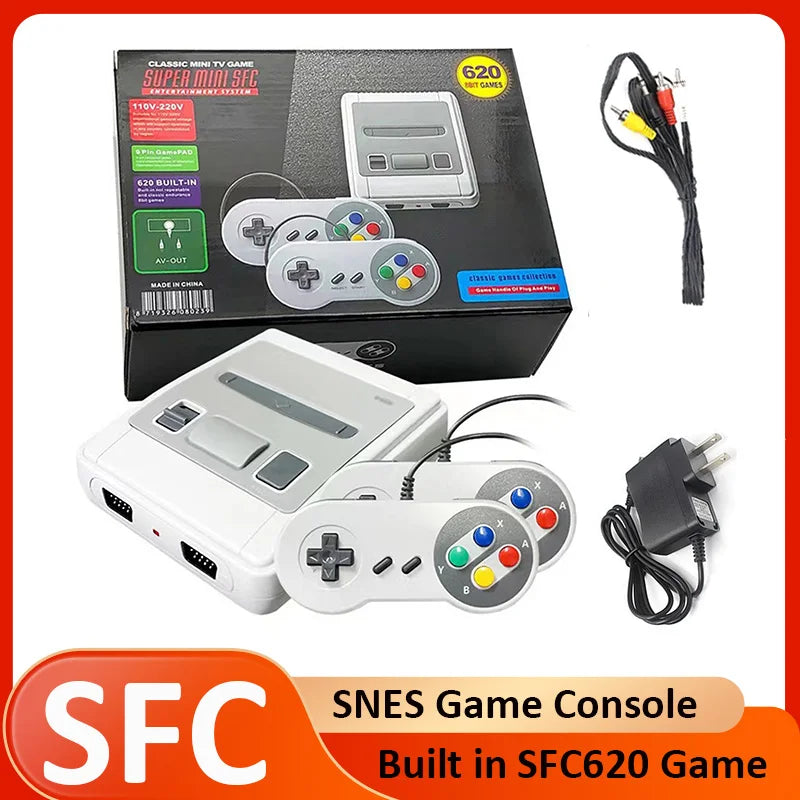 Mini Portable Retro Video Game Console (SNES Style · 620 Games · AV Output · Wired Gamepad)