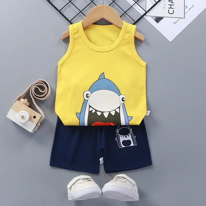 Casual Baby Boy Short Sleeve Sports T-shirt and  Shorts Set