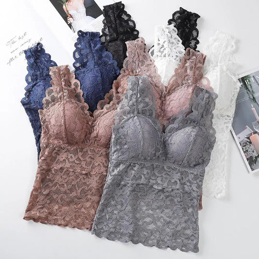 Women's Lace See-through Pads Tank