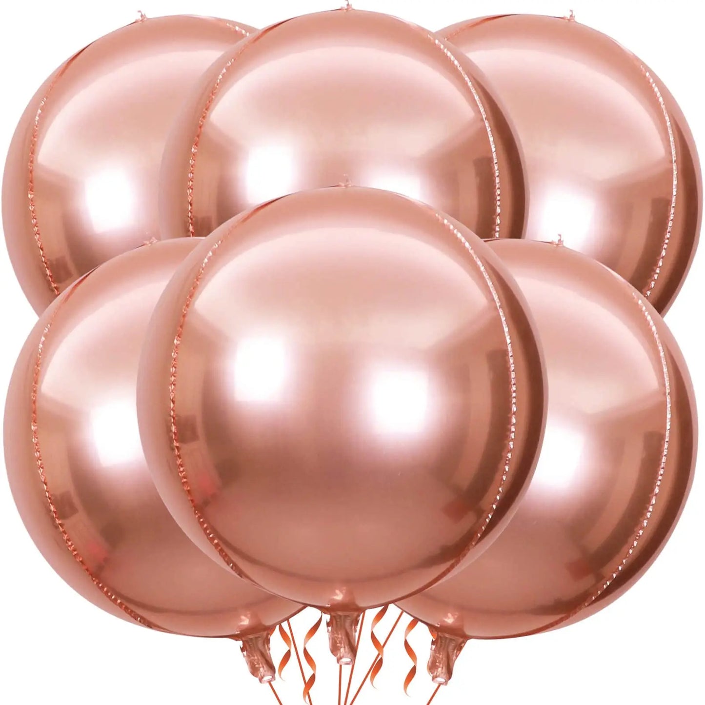 5/10pcs 4D Foil Sphere Balloons, Large Round Rose Gold Silver Plated Mylar Balloons for Birthday Party Decorations, 22 in