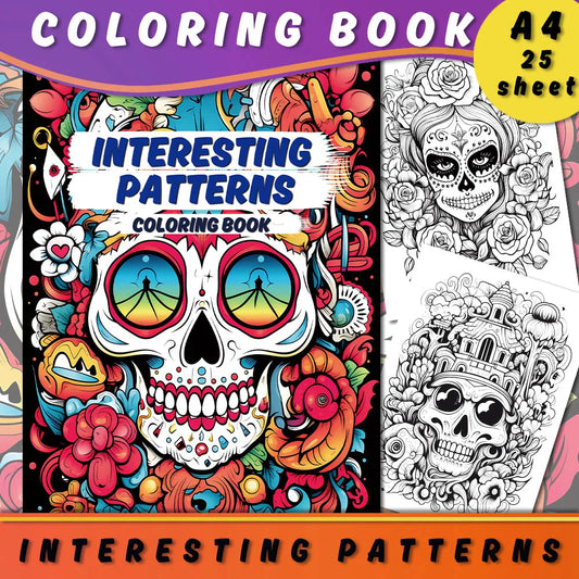 1pc, A4 Adult Coloring Book, Skulls , 25 Different Patterns, 100gsm Thick Paper