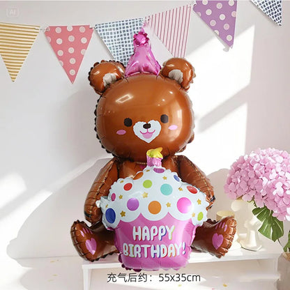 4D Bear Foil Balloon – Cute Baby Birthday Photo Prop & Baby Shower Party Decoration