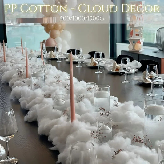 500-1500g PP Cotton Artificial Cloud Wedding Table Centerpiece Birthday Baby Shower Decor Props, No fluorescence, 64MM 7 Dtex