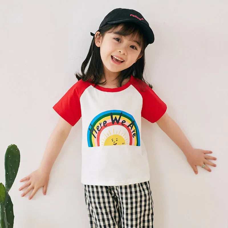 Children's  Cartoon Print T-Shirt  Short Sleeve 100% Cotton