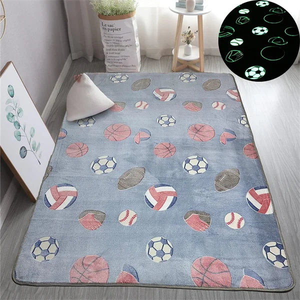 Multicolour Stars Pattern Glow in The Dark Area Rug Horse Area Rug Living Room Carpet Luminous Area Rug Indoor Rugs for Children