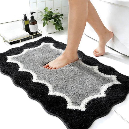 VIKAMA Small Fragrance Wave Pattern Anti slip Mat Bathroom Foot Mat Shower Room Entrance Mat Home Decoration