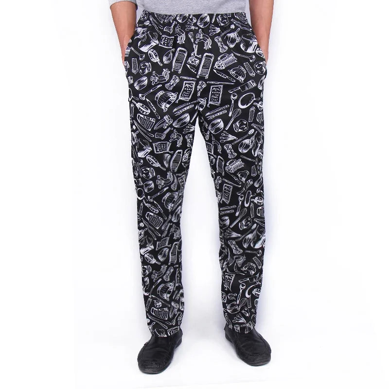 Unisex Chef Pants Cook Chef Pants with Elastic Waist Uniform