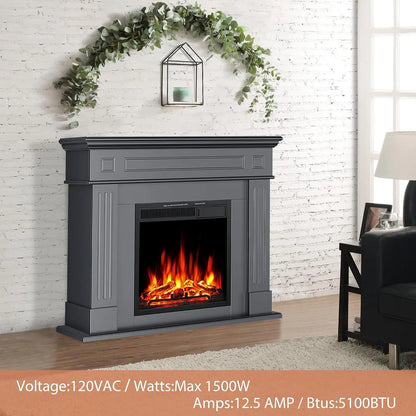 44" Electric Fireplace with Mantel & LED Log Insert