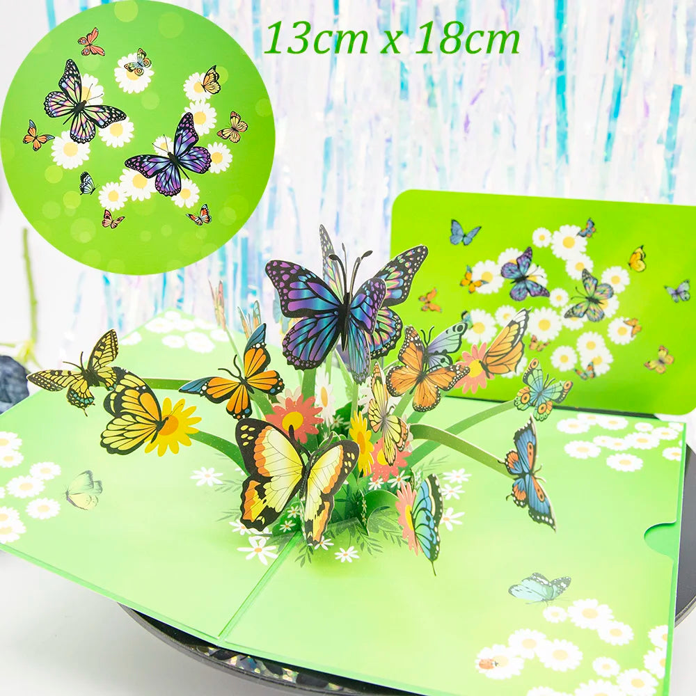 3D Pop Up Flower Greeting Cards Wedding Card Anniversary Thanksgiving Valentines Day Birthday Gift Thank You Card Handmade Cards