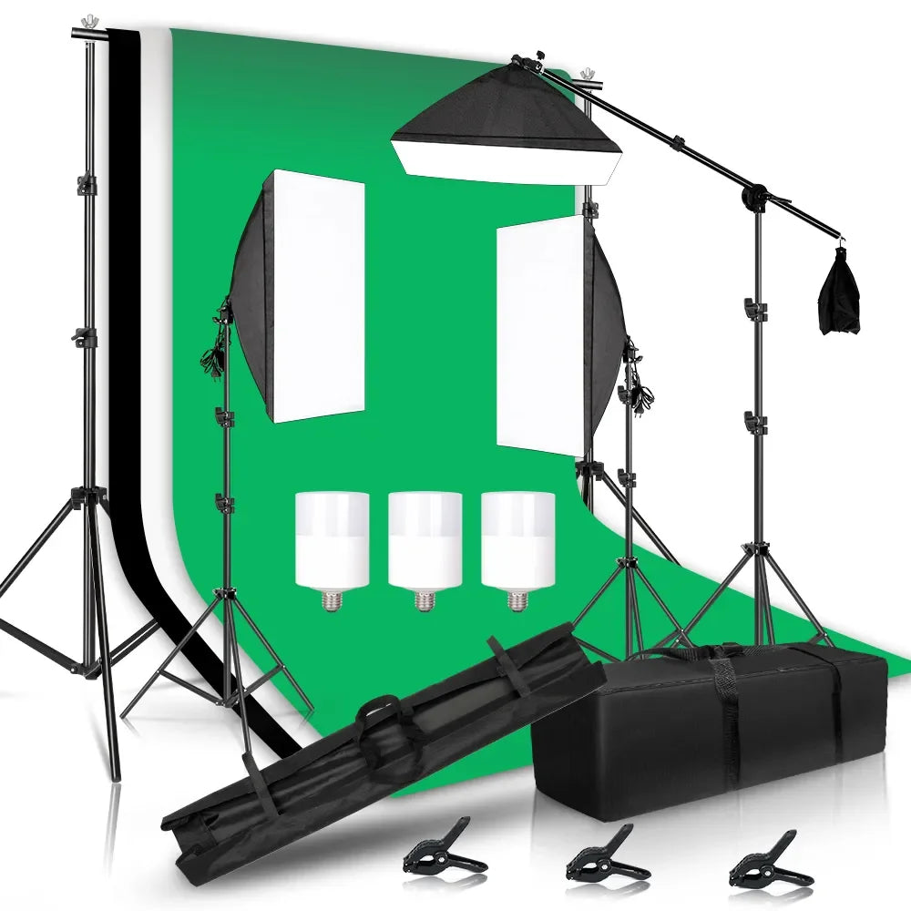 2.6x3M Photography Reflector Lighting Kit Photo Background Muslin Backdrops Softbox Umbrella Light Stand For Photo Studio
