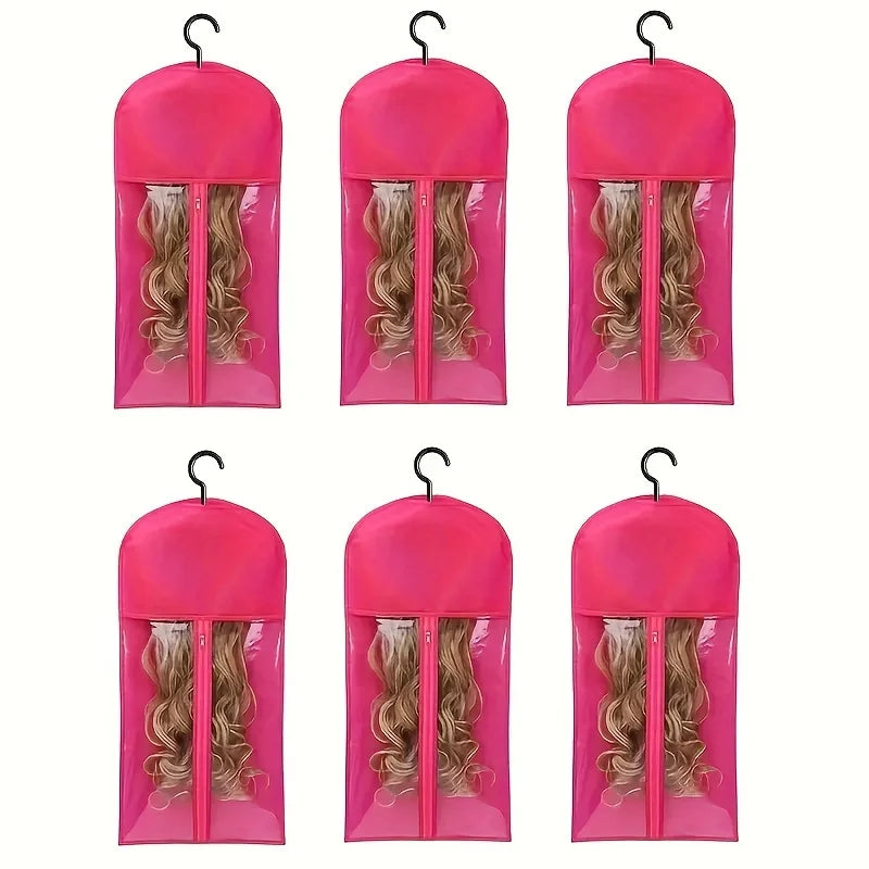 1/3pcs Premium Wig Storage Bags with Sturdy Metal Hangers - Black Transparent Design for Multiple Wigs & Hair Extensions
