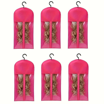 1/3pcs Premium Wig Storage Bags with Sturdy Metal Hangers - Black Transparent Design for Multiple Wigs & Hair Extensions