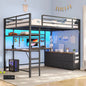 Full Loft Bed w/ U‑Desk, 7 Drawers, 2‑Tier Shelves & RGB LED — Customized