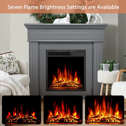 44" Electric Fireplace with Mantel & LED Log Insert