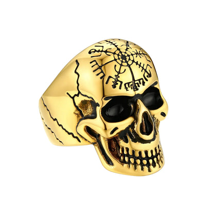 U7 Stainless Steel Big Skull Rings for Man Woman Size 7-14 Cross 3D Skeleton Cuban Chain Celtic Knot Pattern Gothic Punk Jewelry