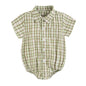 Baby Boys Bodysuits Short Sleeve Plaid Cotton