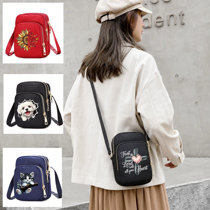 Cat & Dog Faith Quote Crossbody Phone Bag