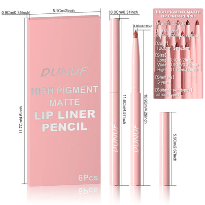 6-piece Velour Matte Lip Liner Non-Fading Lipstick Pens