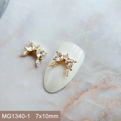 10pcs/lot Luxury No Fading Bow Butterfly Arc Nail Art Parts Zircon Crystal Manicure Nails Accesorios Supplies Decorations Charms