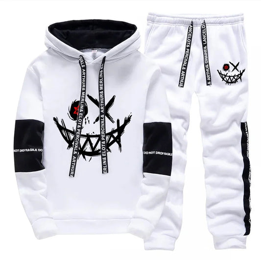 Mens Tracksuit Printed Single Piece Sweatshirts Sweatpants Casual Hoodie Pants Outdoors