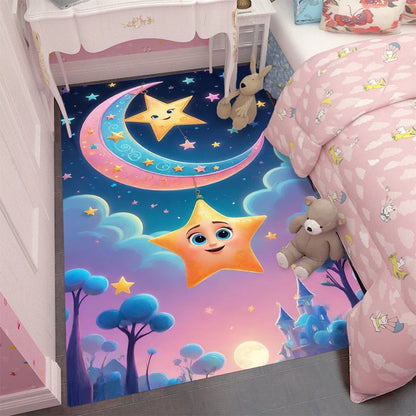 Cartoon Cute Children Carpet Living Room Kids Crawling Stars Play Mats Boy Girl Home Bedroom Bedside Decor Soft Non-slip Rugs