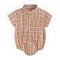 Baby Boys Bodysuits Short Sleeve Plaid Cotton